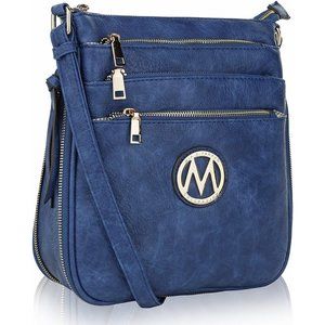 Blue Leather Crossbody Bag